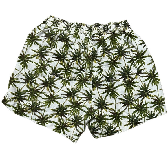 Briggs White Tropical Palm Tree Print Linen Blend Shorts, Size M - Picture 1 of 7